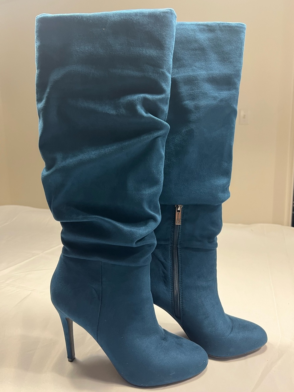 Jessica Simpson Stargaze Slouch Stiletto Boots Blue Suede Size 8
